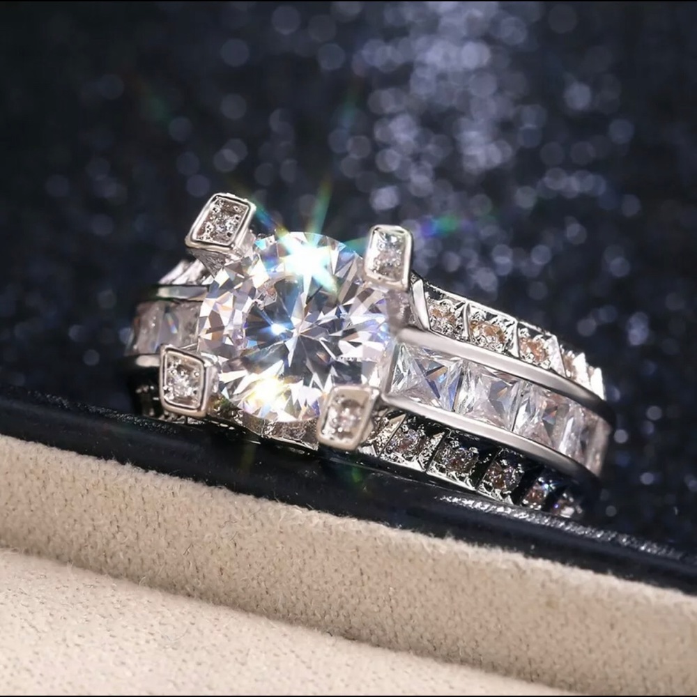 💎 5CT Princess Penelope CZ Wedding Ring